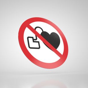 Znak podłogowy, naklejka BHP - Zakaz wstępu osobom ze stymulotorem serca