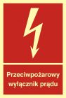 Znak Przeciwpożarowy wyłącznik prądu