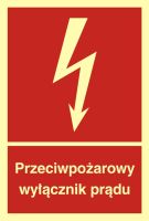 Znak Przeciwpożarowy wyłącznik prądu