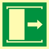 Drzwi przesuwane w celu otwarcia - znak ewakuacyjny - AAE033 - Ewakuacyjne znaki bezpieczeństwa – PN-EN ISO 7010