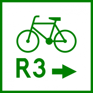 Znak R-2a Zmiana kierunku szlaku rowerowego międzynarodowego R-2a - drogowy