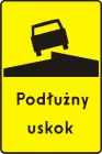 Znak T-12 Tabliczka wskazująca podłużny uskok nawierzchni - drogowy