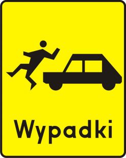 Znak T-14 Tabliczka wskazująca miejsce częstych potrąceń pieszych - drogowy