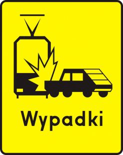 Znak T-14c Tabliczka wskazująca miejsce częstych zderzeń z tramwajami - drogowy