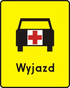 Znak T-16a Tabliczka wskazująca miejsce wyjazdu karetek pogotowia - drogowy
