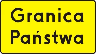 Znak T-17 Tabliczka wskazująca granicę państwa - drogowy