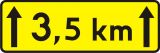 Znak T-2 Tabliczka wskazująca długość odcinka drogi, na którym powtarza się lub występuje niebezpieczeństwo - drogowy - Znak ostrzegawczy A-30