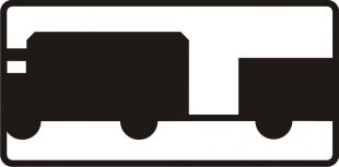 Znak T-23d Tabliczka wskazująca pojazdy silnikowe z przyczepą, z wyjątkiem pojazdów z przyczepą jednoosiową lub naczepą - drogowy