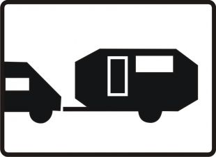Znak T-23e Tabliczka wskazująca pojazdy z przyczepą kempingową - drogowy