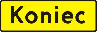 Znak T-3 Tabliczka wskazująca koniec odcinka, na którym powtarza się lub występuje niebezpieczeństwo - drogowy