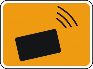 Znak T-34 Tabliczka wskazująca pobór opłaty elektronicznej za przejazd drogą publiczną - drogowy