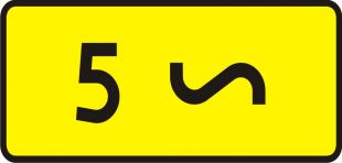 Znak T-4 Tabliczka wskazująca liczbę zakrętów - drogowy