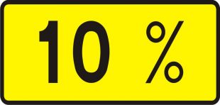 Znak T-9 Tabliczka wskazująca rzeczywistą wielkość spadku lub wzniesienia - drogowy