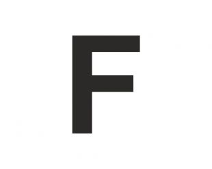 Znak wielka litera F - naklejka
