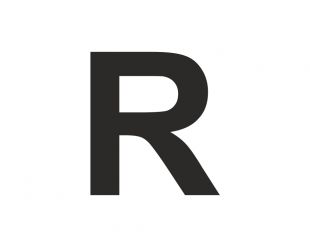 Znak wielka litera R - naklejka
