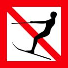 Znak żeglugowy A.14 Zakaz uprawiania narciarstwa wodnego oraz holowania statków powietrznych za statkiem