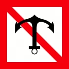 Znak żeglugowy A.6 Zakaz kotwiczenia, wleczenia kotwicy, łańcucha, liny